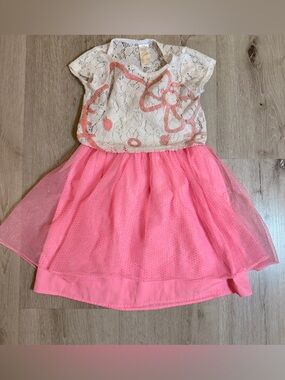 Hello Kitty Girls White Lace & Pink Tutu Dress - Size XS (4/5)